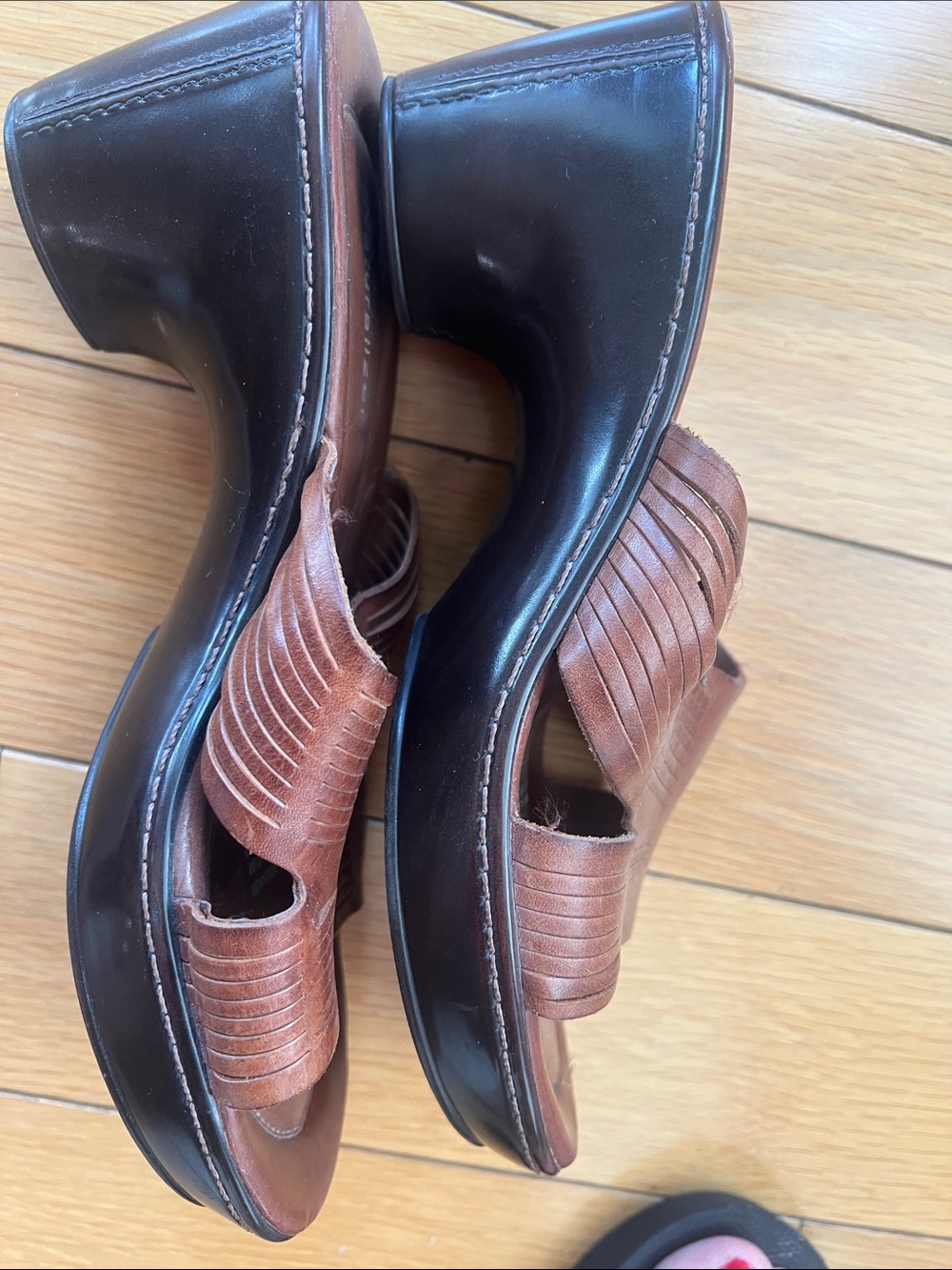 Naturalizer Cognac Brown Slip-On Woven Strap Mules - Picture 3 of 3